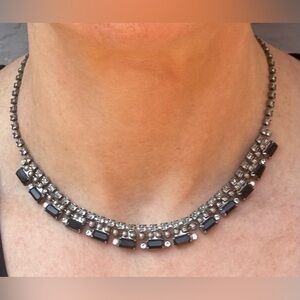 NWOT Sorrelli Silver and Black Crystal Collar Necklace